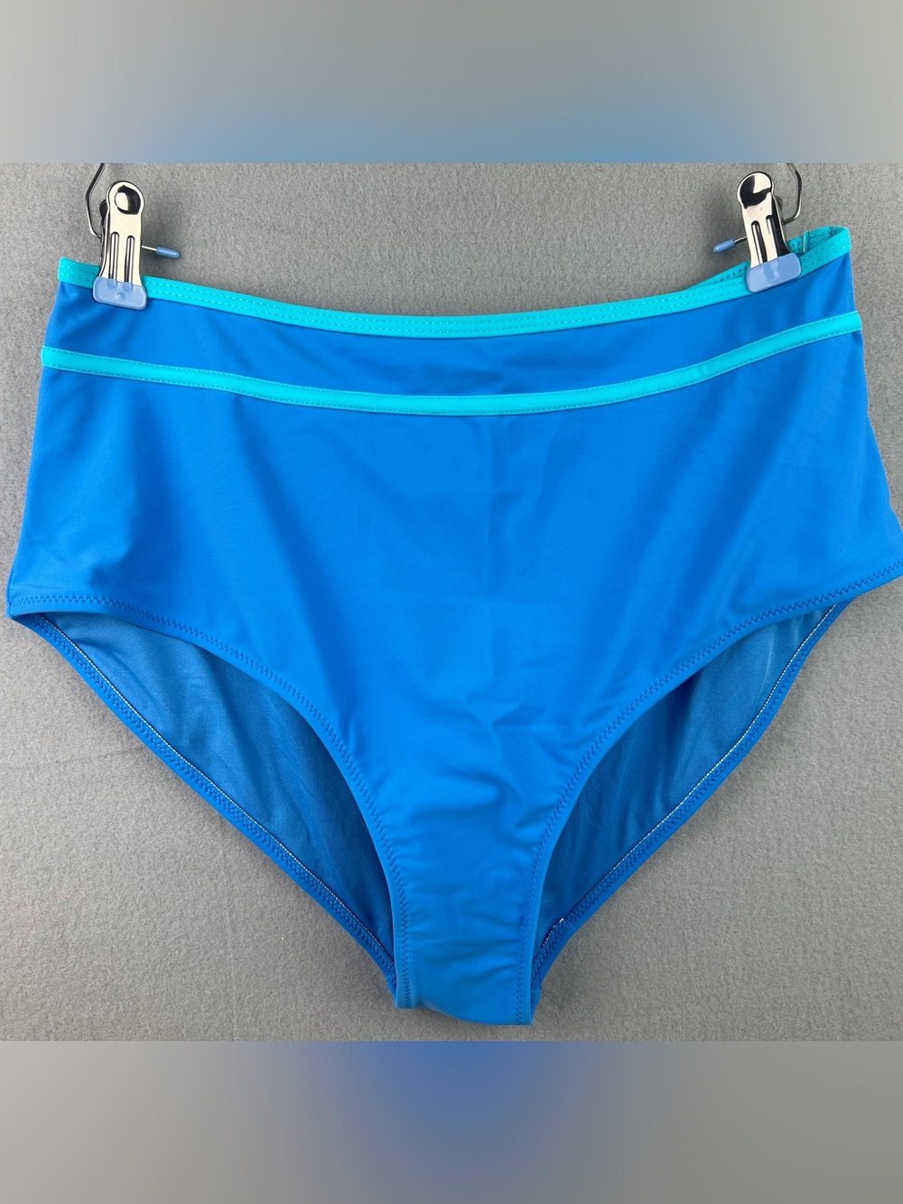 NEW BMJL High Waisted Cool Blue Colorblock Women's Bikini Bottom Size Large